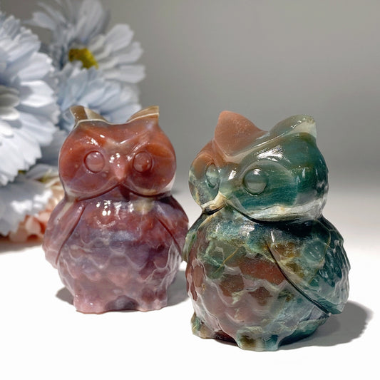 2.4" Ocean Jasper Owl Carvings Crystal Healing Bulk Wholesale