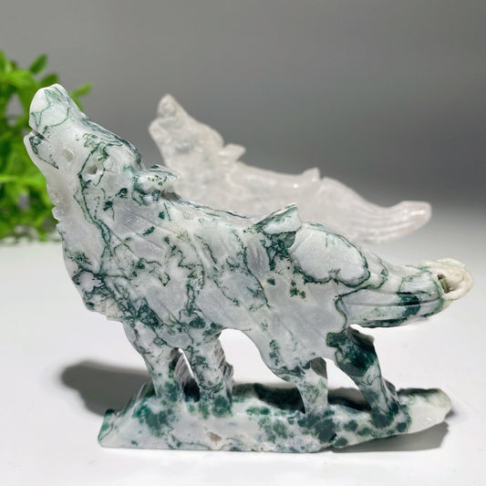 3.5"-4.0" Mixed Crystal Wolf Carvings Slab Crystal Healing Bulk Wholesale