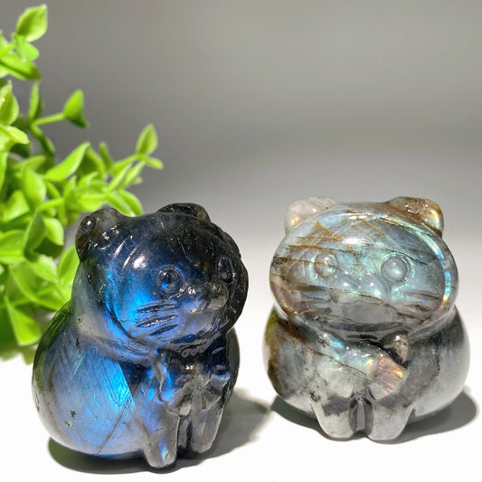 2.0" Labradorite Cat Carvings Crystal Healing Bulk Wholesale