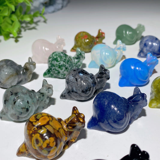 1.6" Mixed Crystal Snail Carvings Crystal Healing Bulk Wholesale