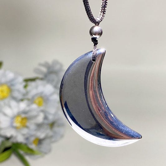 45mm Terahertz Moon Necklace Crystal Healing Bulk Wholesale