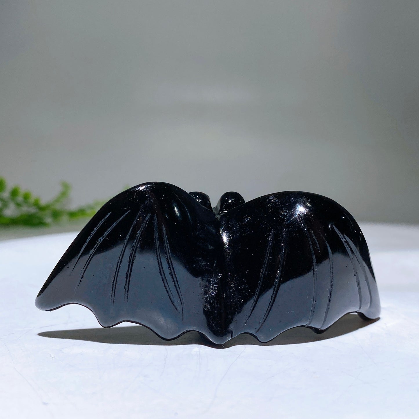 3.5" Black Obsidian Bat Carving for Halloween Wholesale