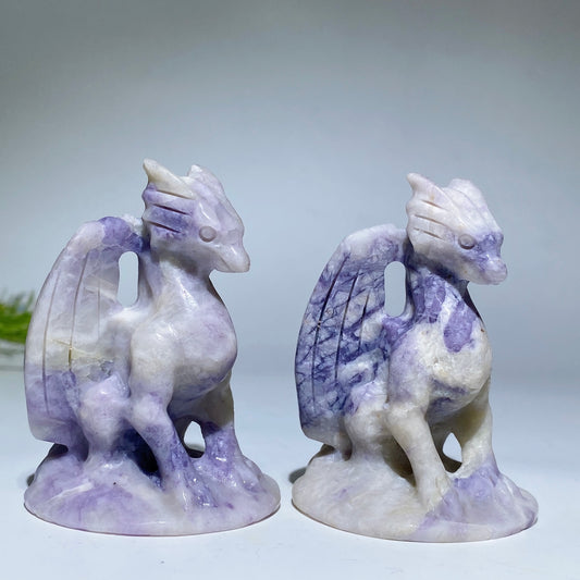 2.7" Lavender Jasper Dragon Carving Crystal Healing Bulk Wholesale
