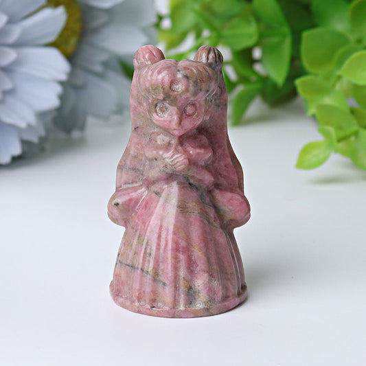 2.3" Rhodonite Princess Serenity Crystal Carvings