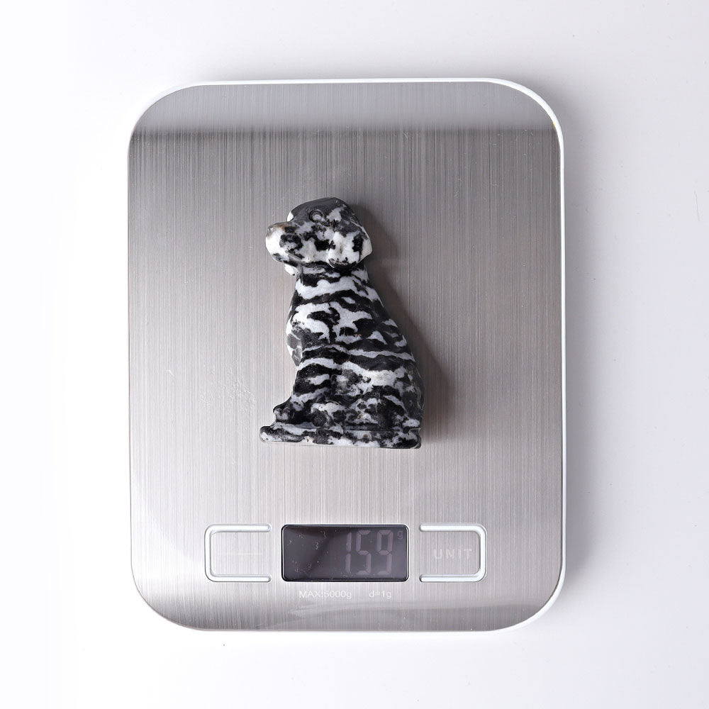 3" Zebra Jasper Dog Crystal Carvings