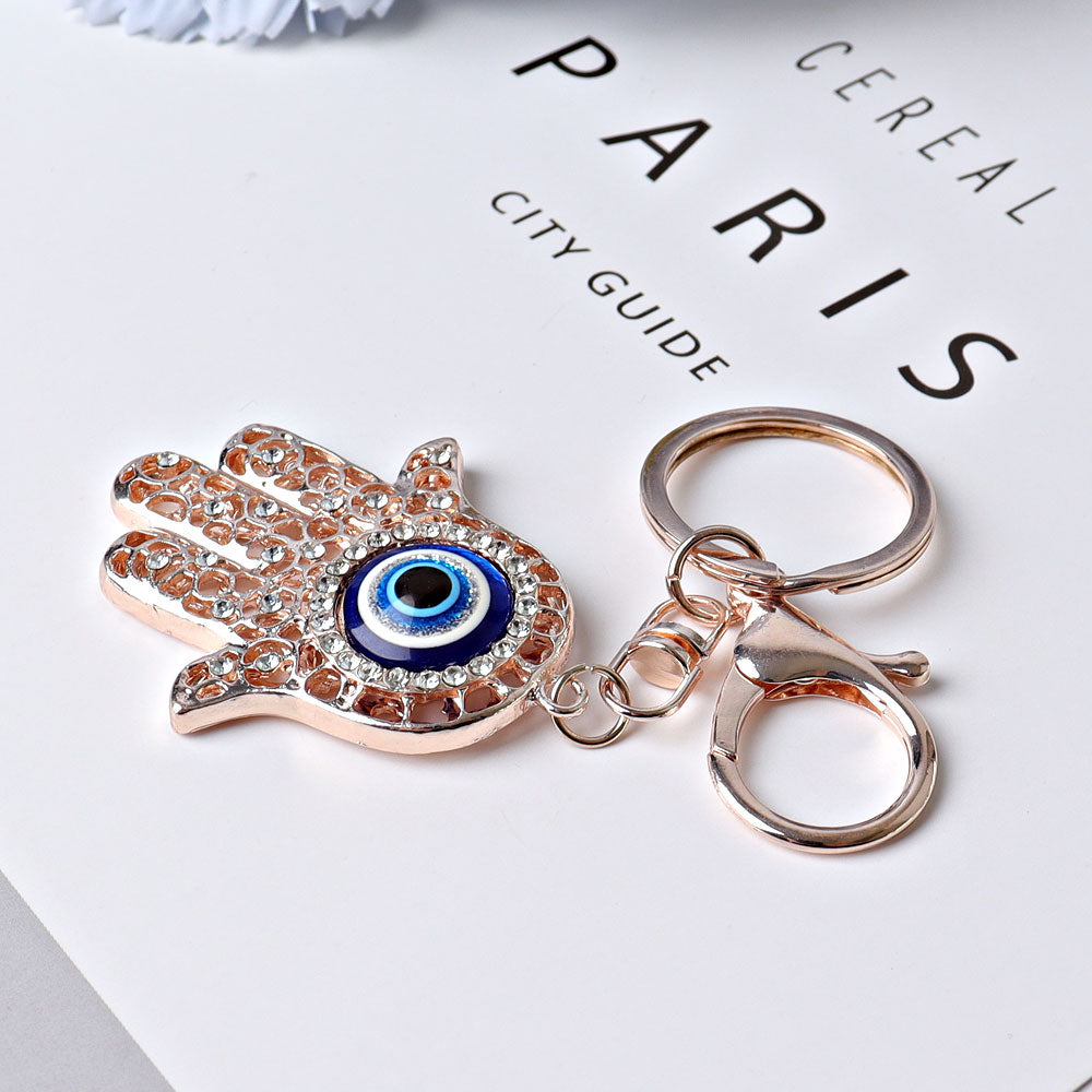 Devil's Eye Hand with Rhinestone Decor Key Chain for DIY