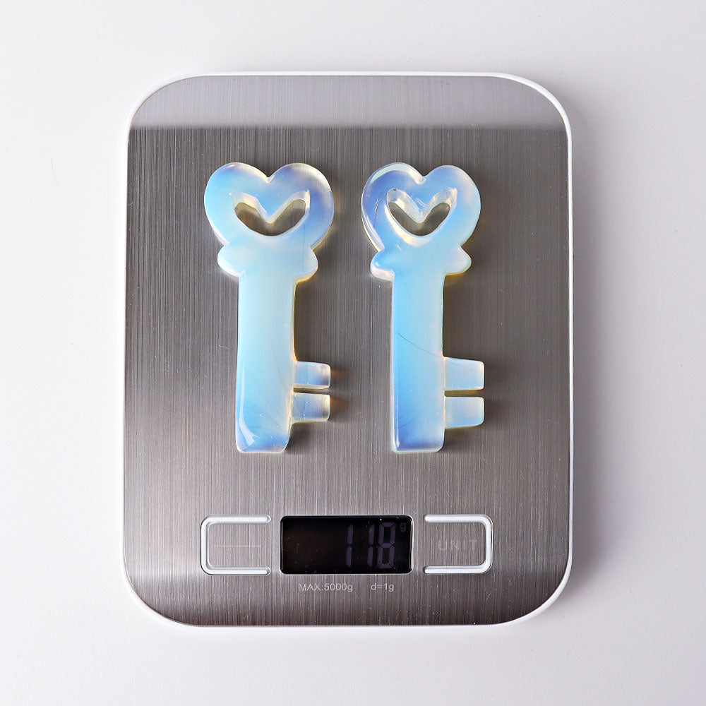3.5" Opalite Heart Key Crystal Carvings