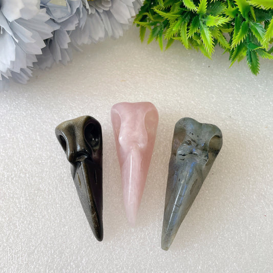 2.3"-2.5" Bird Skull Crystal Carvings