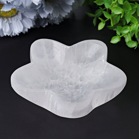 4" Flower Shape Selenite Bowl
