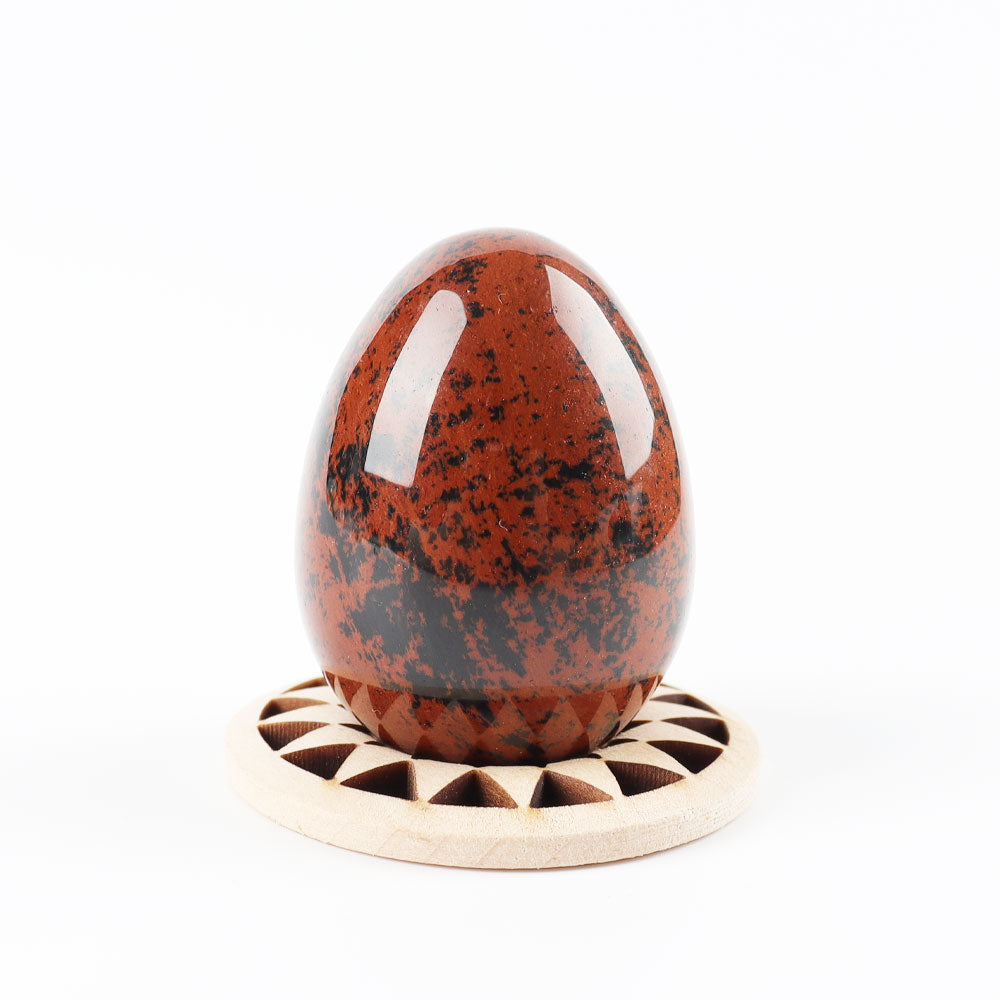 2" Mahogany Egg Shape Crystal Palm Stone