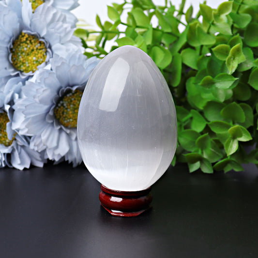 2.5" Selenite Egg Palm Stone