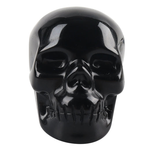 2.0" Black Obsidian Crystal Skull Hand Carved Gemstone Fine Art Sculpture for Halloween