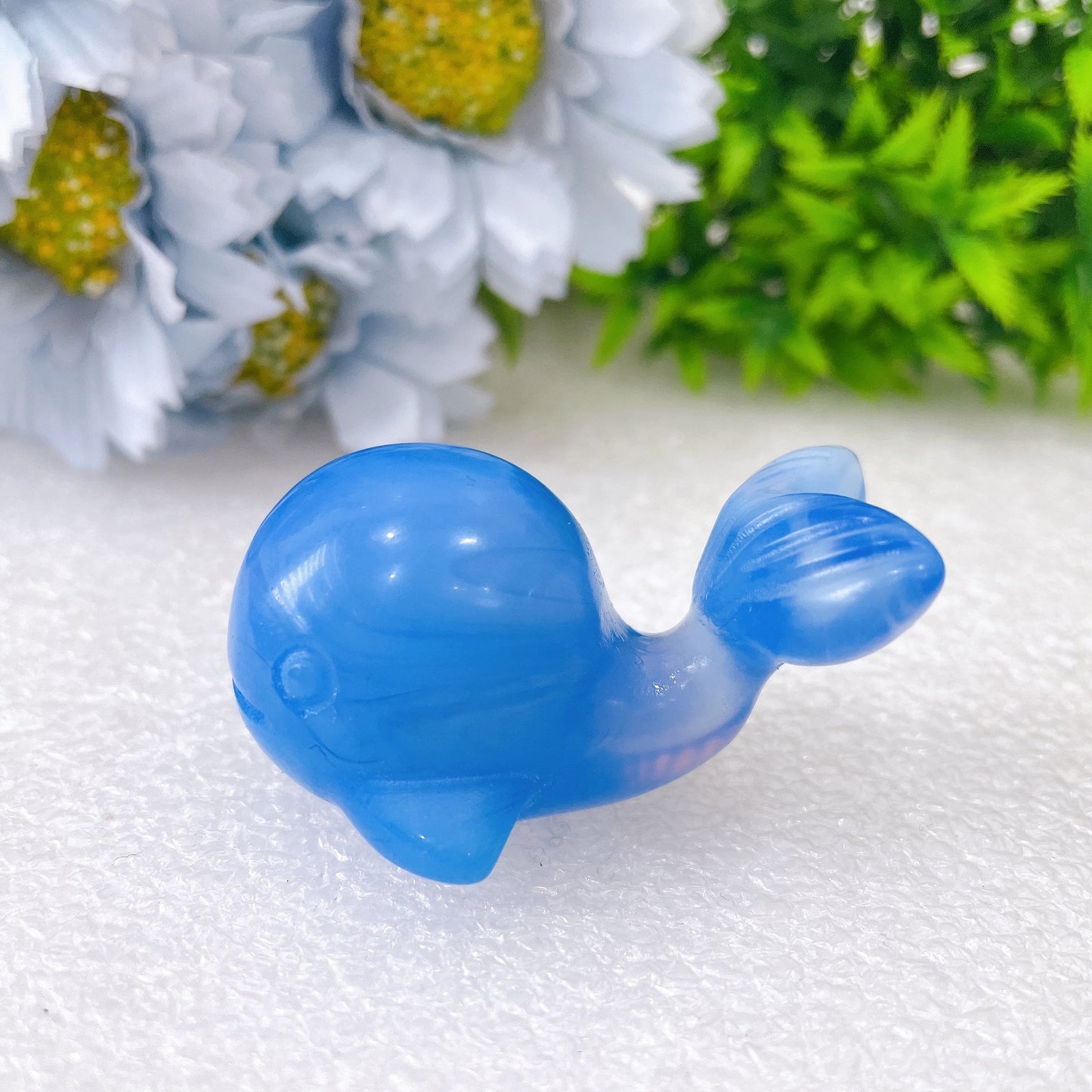 2" Blue Opalite Whale Crystal Carvings