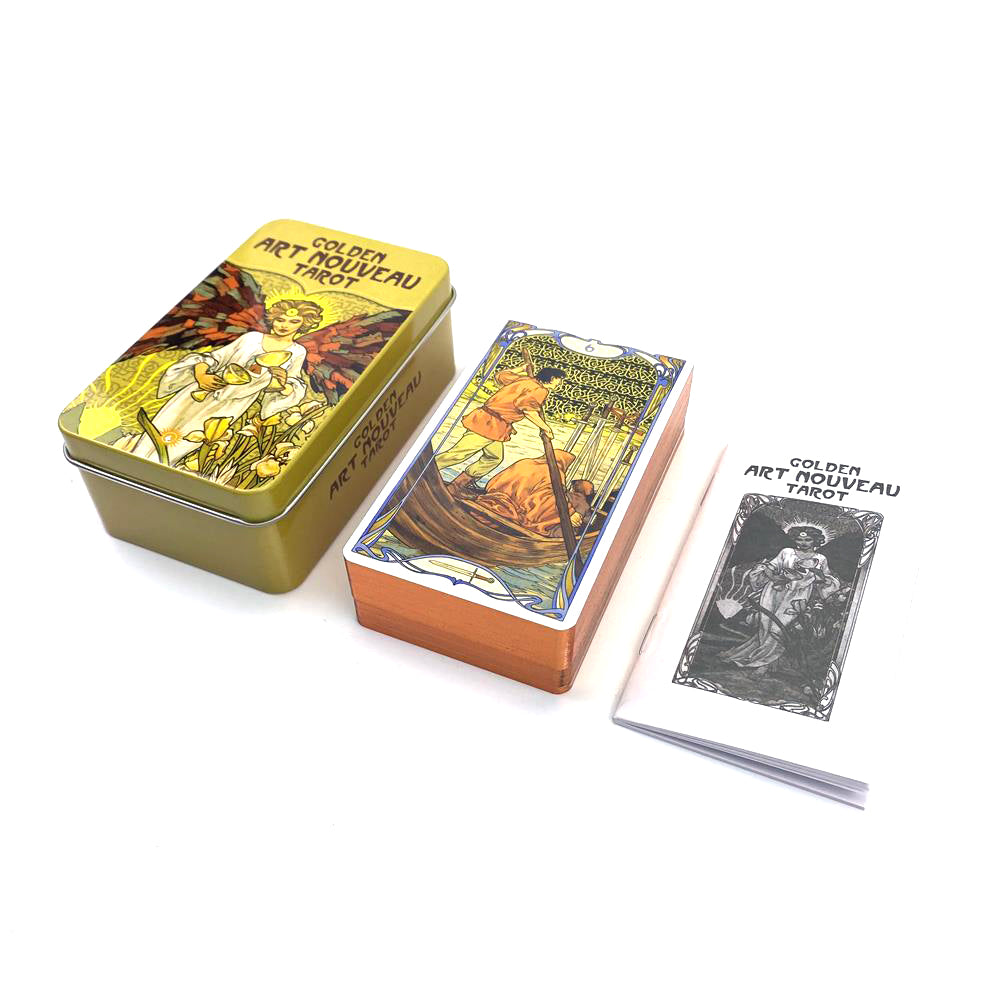 Golden Art Nouveau Tarot Metal Box Bulk Wholesale