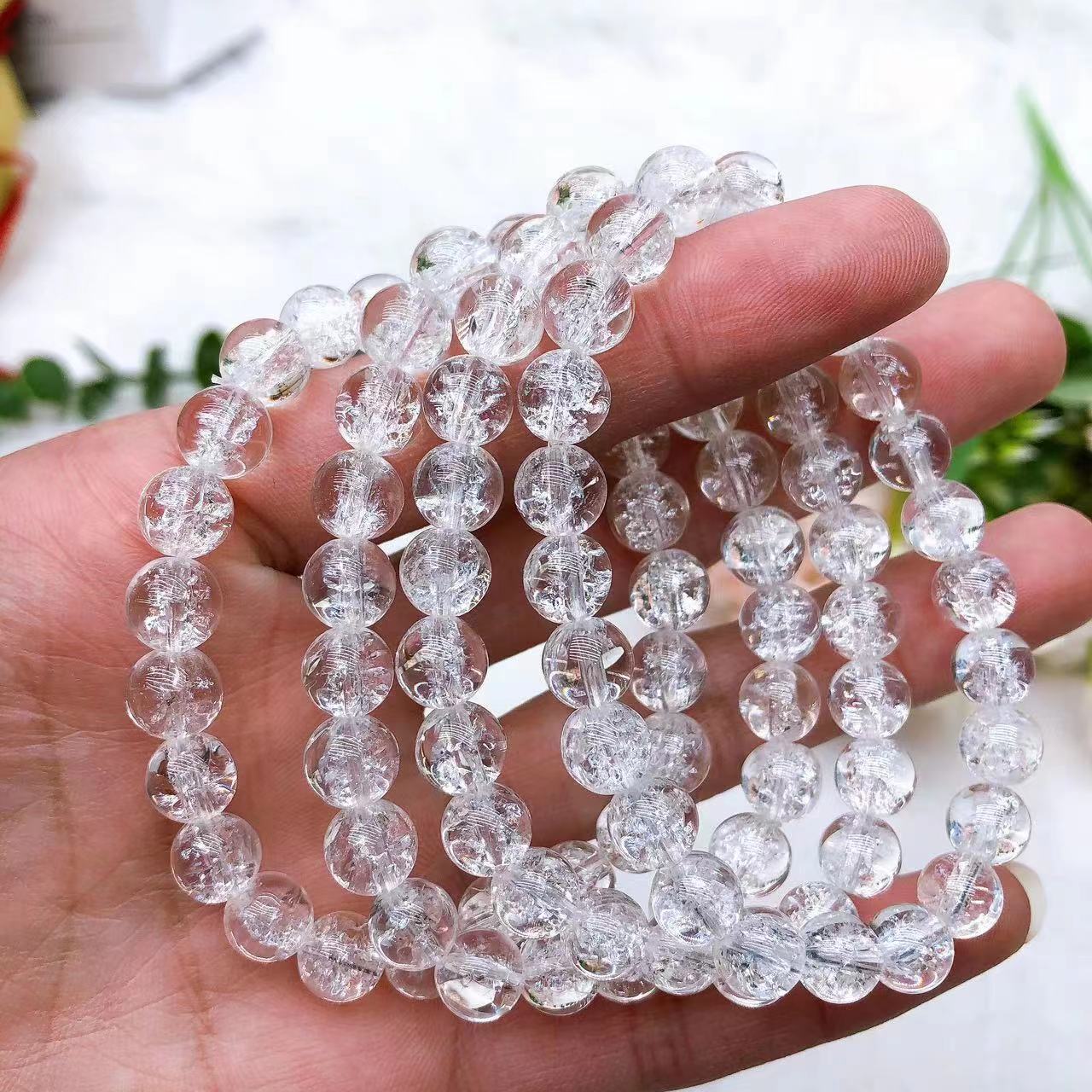 8mm Gemstone Bead Bracelet - Clear Quartz