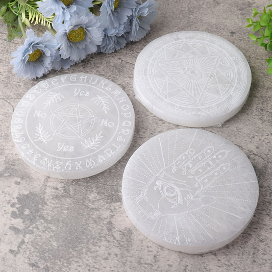 15cm Round Selenite Coaster