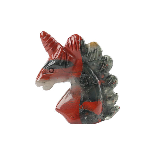 2" African Bloodstone Crystal Carving Unicorn