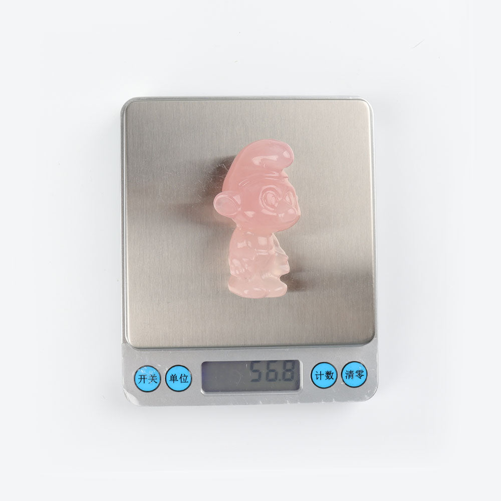2.3" Rose Quartz Smurfs Crystal Carvings