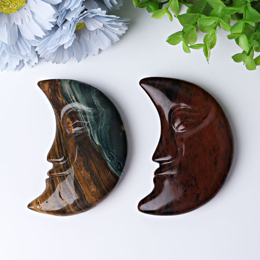 3.8" Moon Face Crystal Carvings