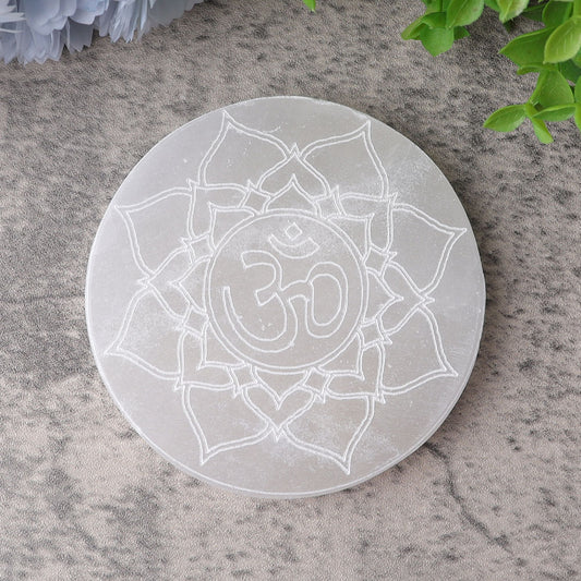 4" Selenite Coaster with Printing