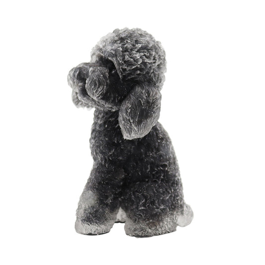 Resin Dog Figurines with Black Obsidian Gravel Toy Poodle for Kids Gifts