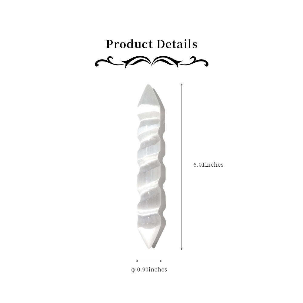 6" Selenite Spiral Double Terminated Crystal Wand