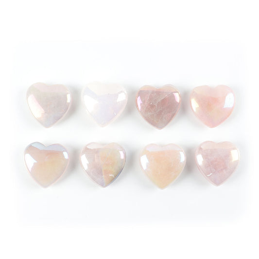 Set of 8 Aura Heart Shape Angel Crystal Carvings