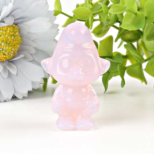 2" Pink Opalite Smurfs Crystal Carvings