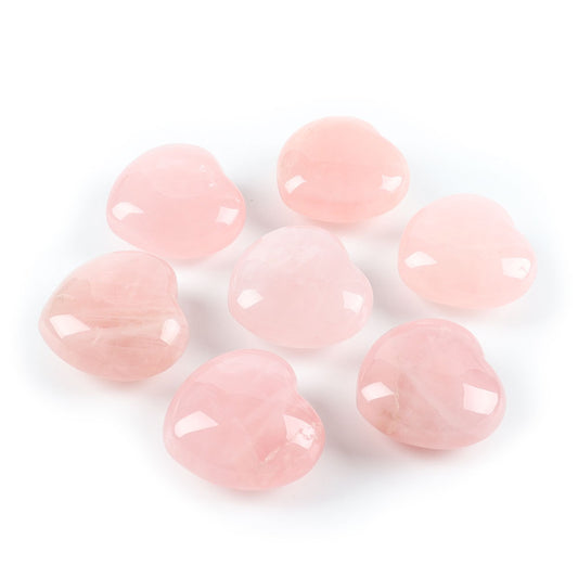 3cm Rose Quartz Heart Shape Crystal Carvings Palm Stone