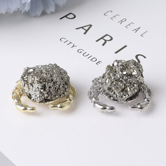 1.3" Pyrite Crab Design Mini Free Form