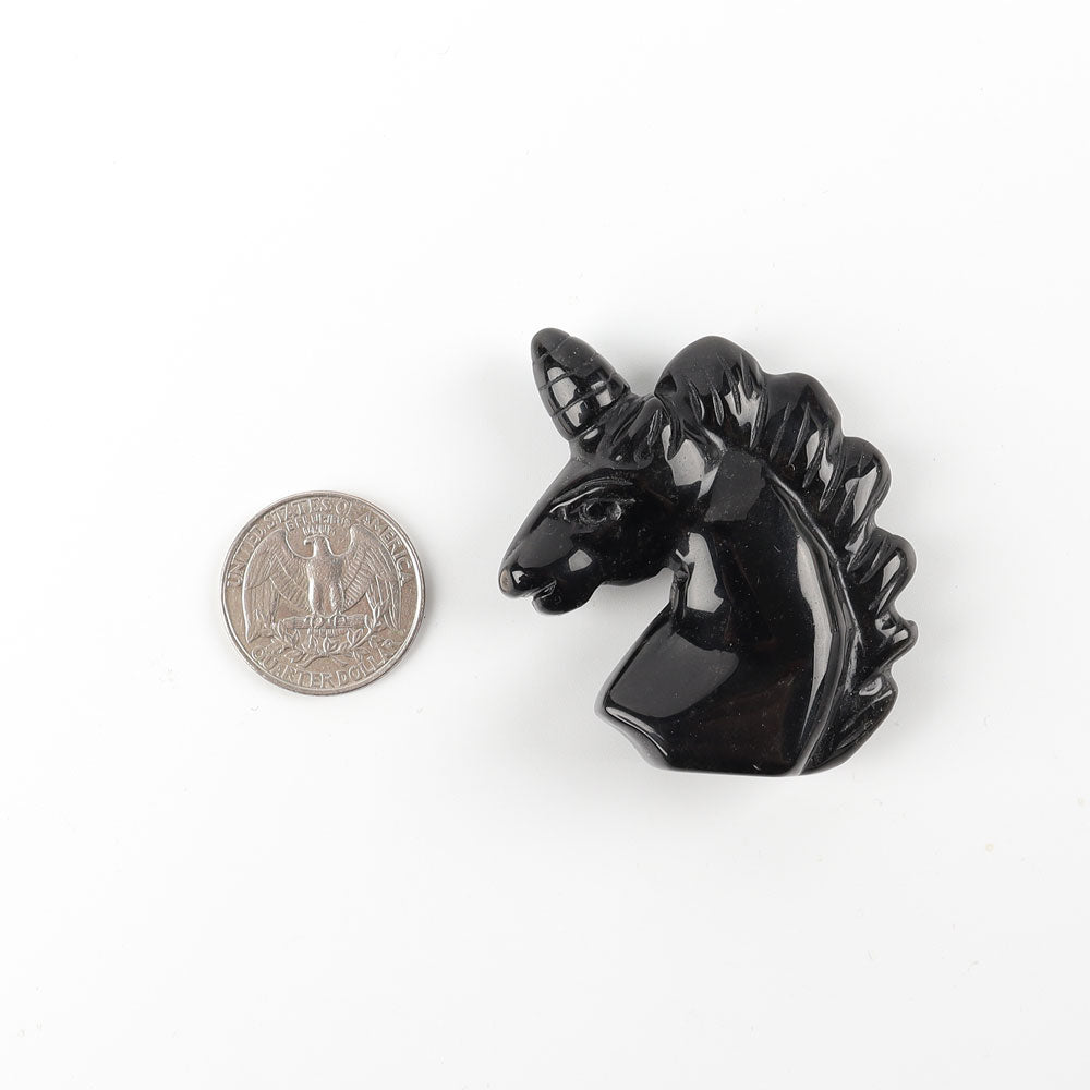 2" Black Obsidian Crystal Carving Unicorn