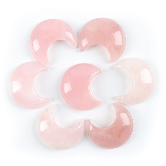 Mini Natural Rose Quartz Crystal Moon Shape Palm Stones