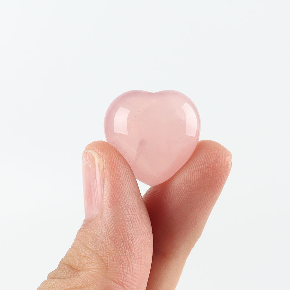 20mm Mini Rose Quartz Heart Shape Crystal Carvings for DIY Jewelry