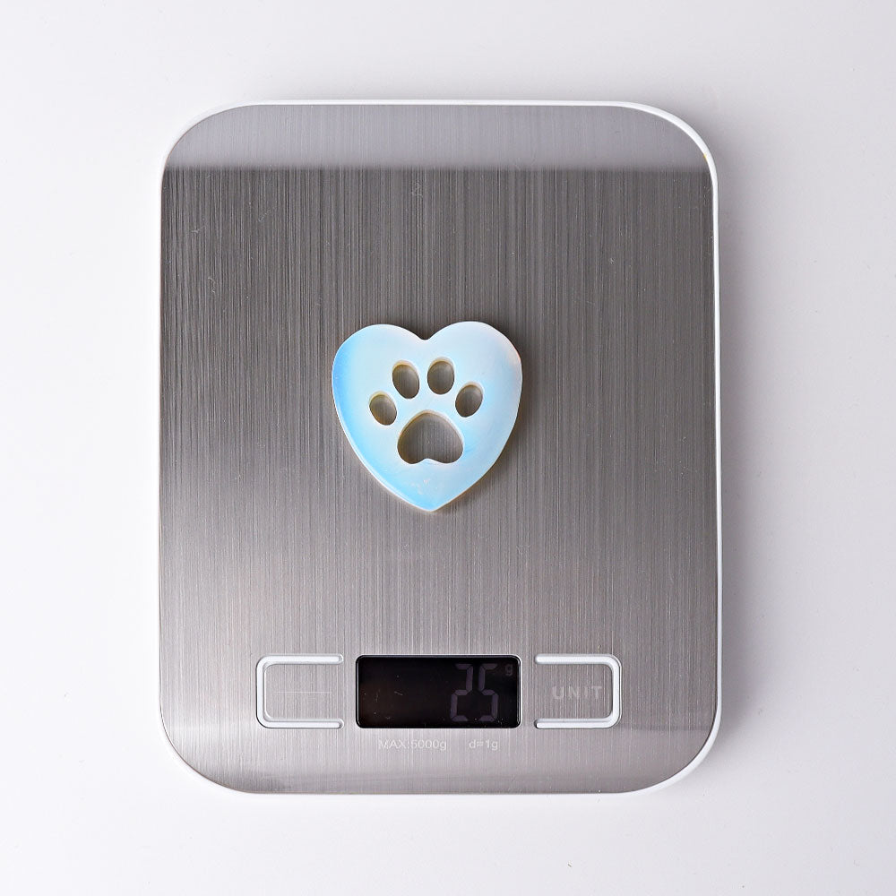 1.9" Opalite Heart with Cat Paw Crystal Carvings