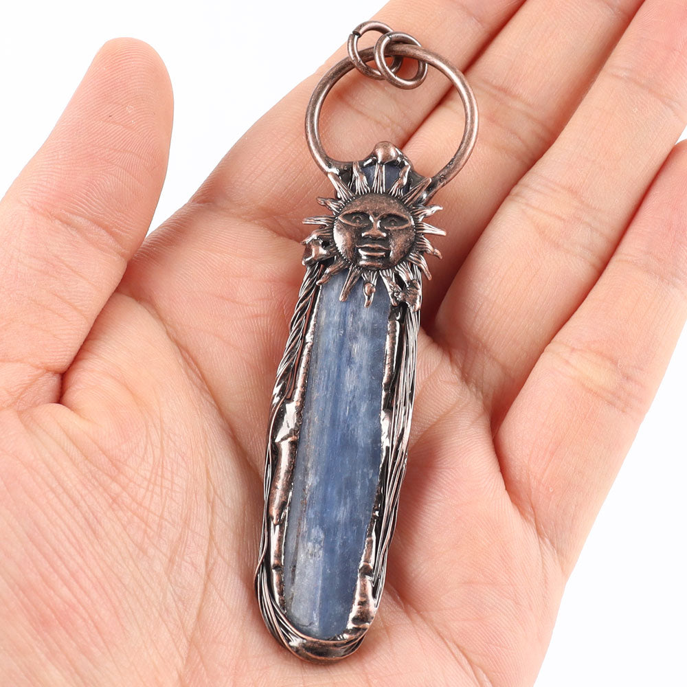 Natural Blue Kyanite Crystal Necklace Pendant For Woman Man