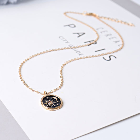 Sun Moon with Citrine Decor Crystal Necklace