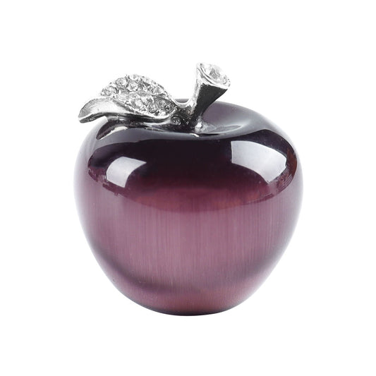 Purple Cat Eye Crystal Apple Fruit Carving