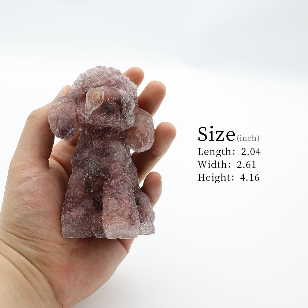 Resin Dog Figurines with Strawberry Gravel Toy Poodle