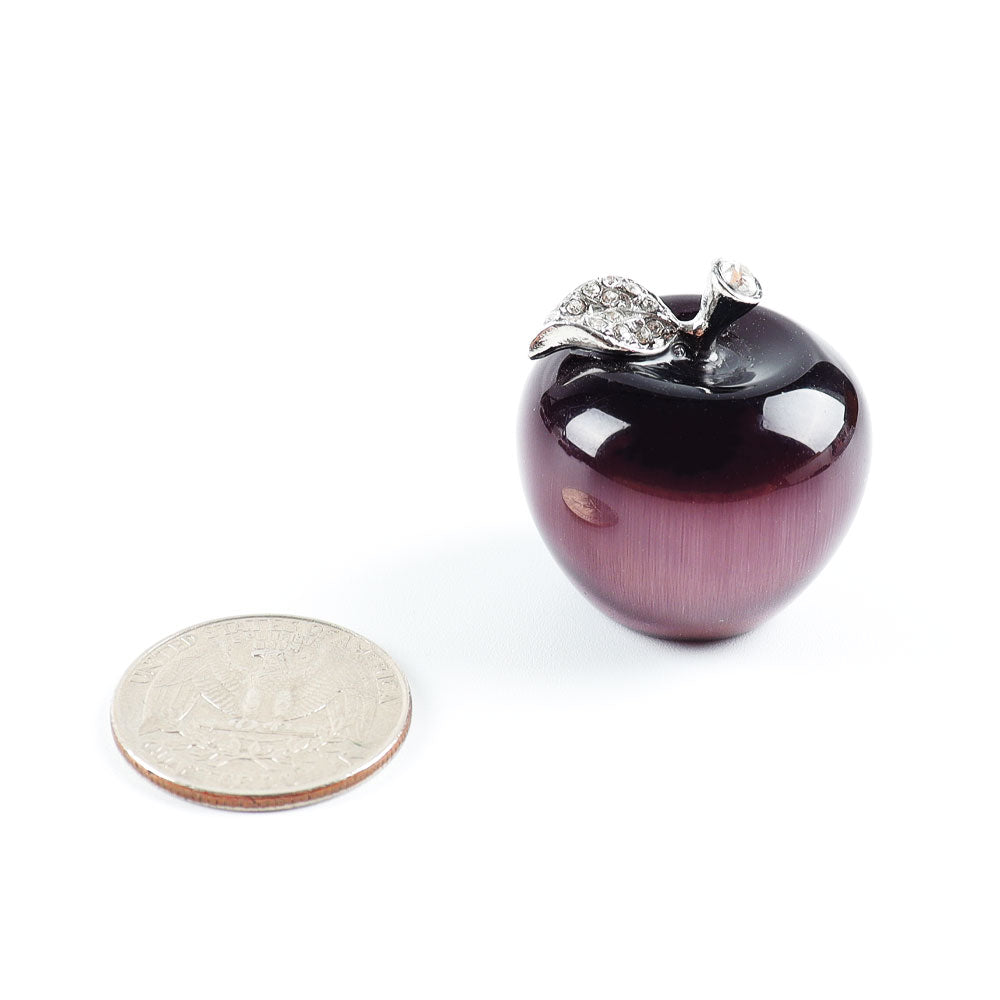 Purple Cat Eye Crystal Apple Fruit Carving