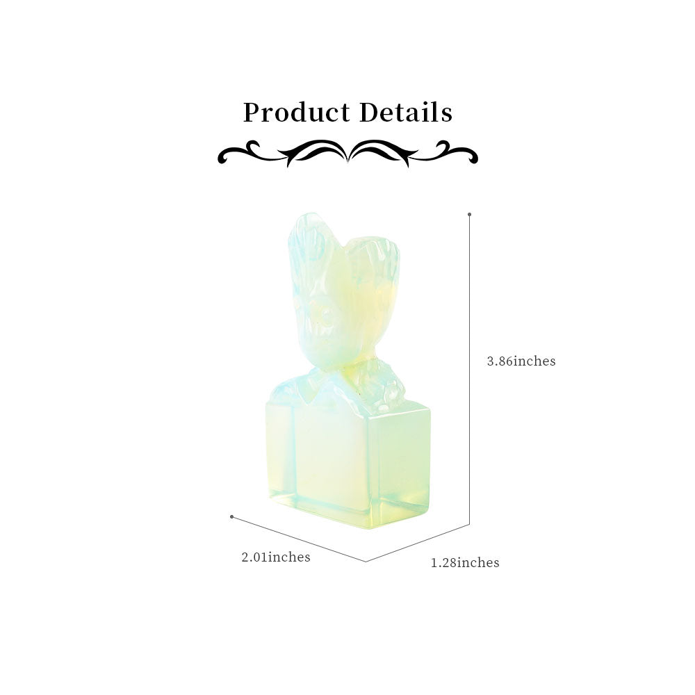 Opalite Crystal Carving Groot Free Form