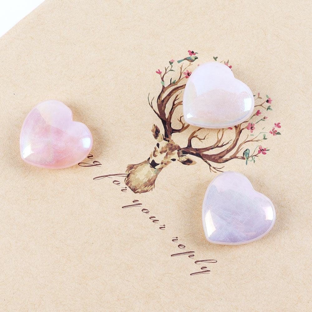 Set of 8 Aura Heart Shape Angel Crystal Carvings