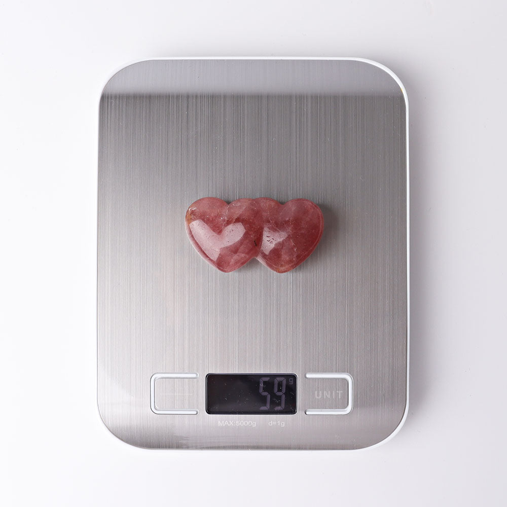 2.3" Strawberry Double Heart Crystal Carvings