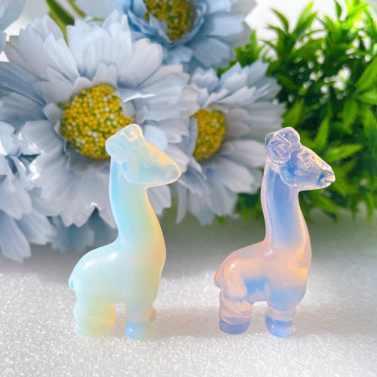 2" Pink Opalite Giraffe Crystal Carvings