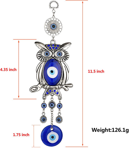 Blue Evil Eye Owl 11.7 Inches Pendant Decoration