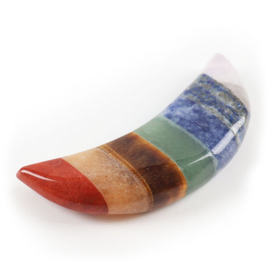 Moon Shape 7 Chakra Palm Stone Crystal Carvings