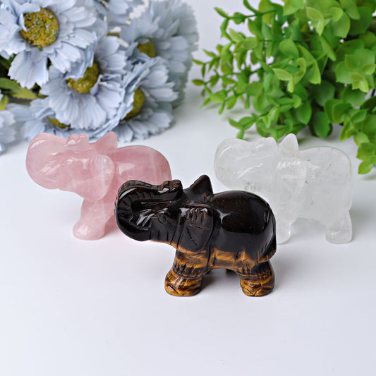 3" Elephant Crystal Carvings