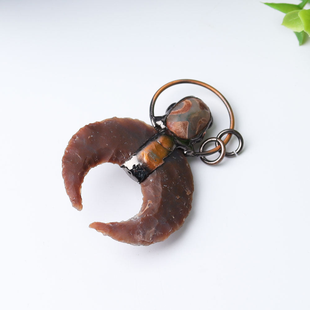 Agate Moon Shape Crystal Pendant for Jewelry DIY