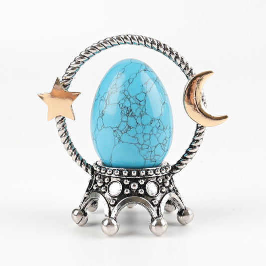 3" Metal Crown Design with Moon Star Decoration Stand Holder