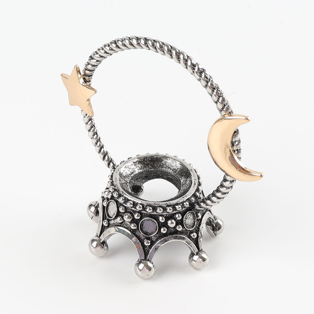 3" Metal Crown Design with Moon Star Decoration Stand Holder