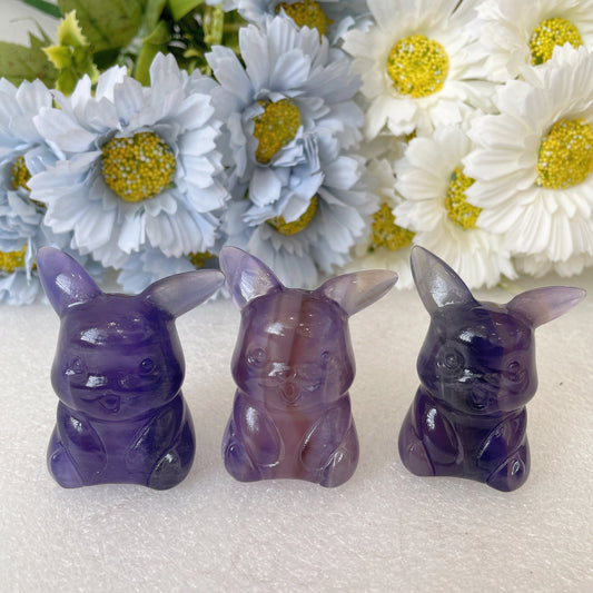 2.0" Fluorite Pikachu Crystal Carvings